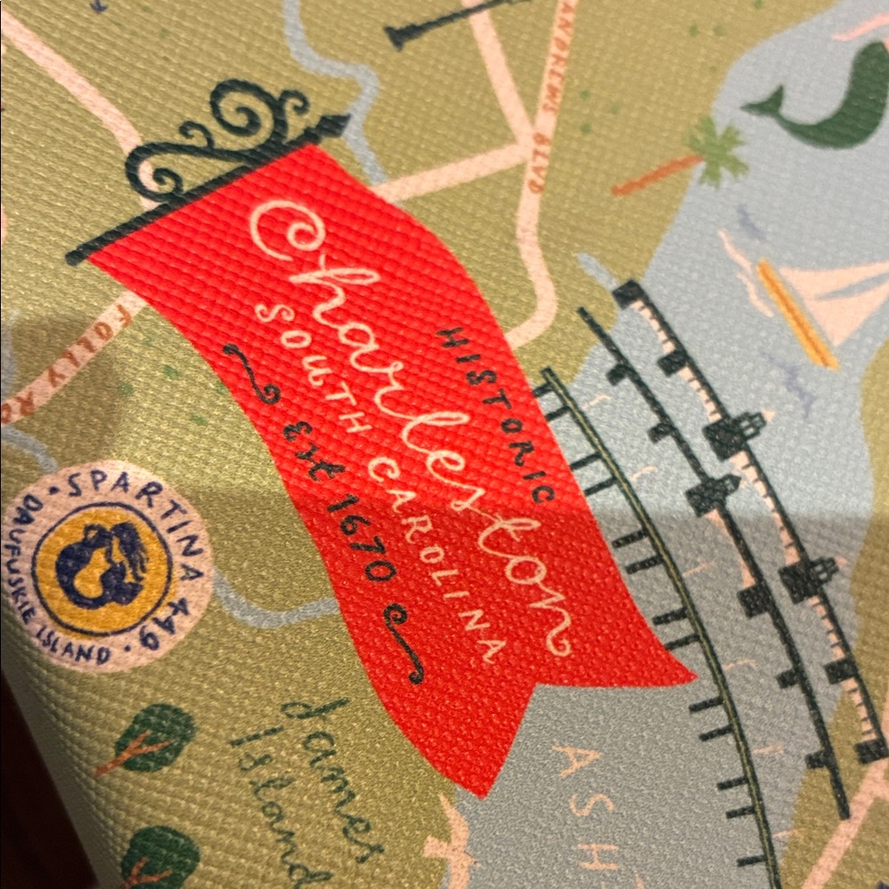 Spartina 449 Charleston Map Clutch Purse - Cream and Blue - Picture 4 of 11